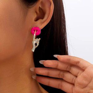 Hand Lip Brooches Design Stud Earrings Zinc Alloy